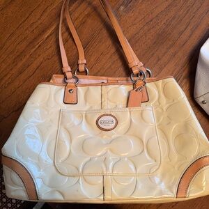 Vintage Coach Yellow Cream and Tan Shoulder Bag